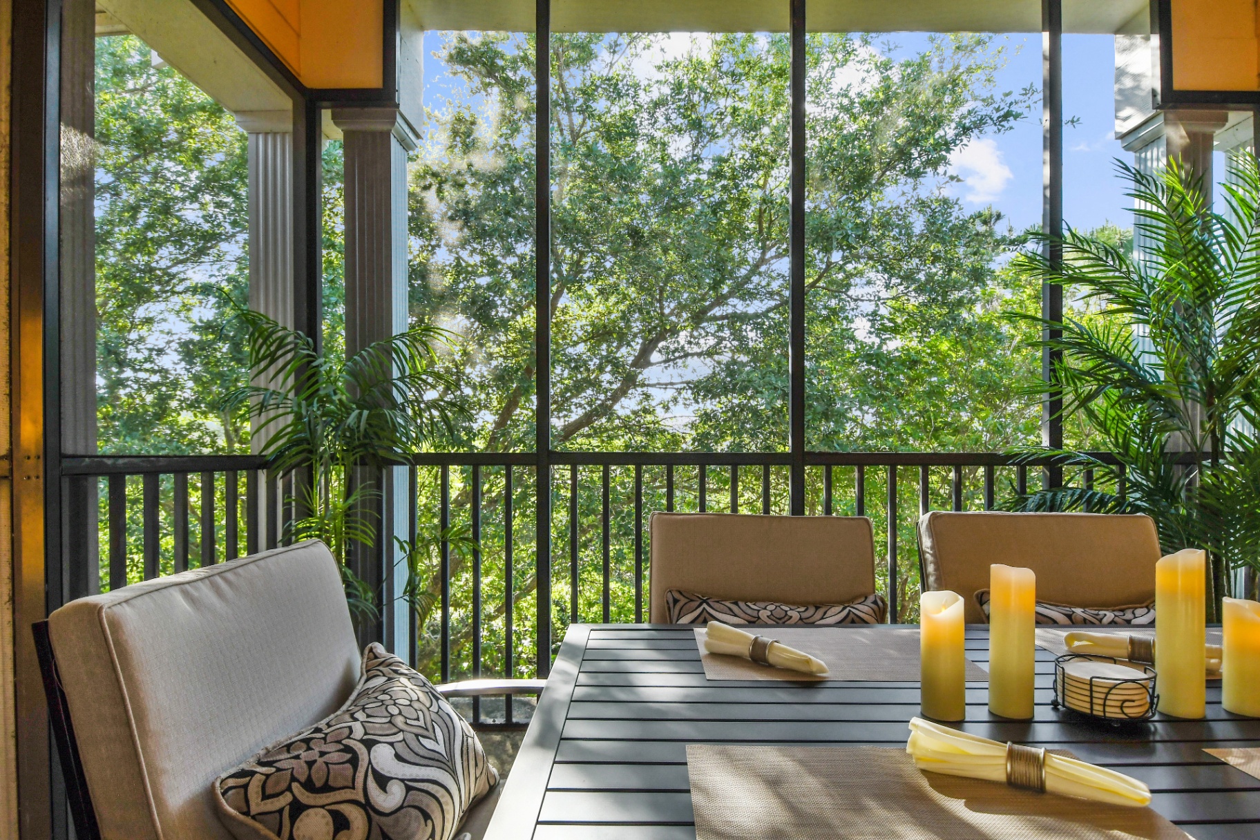 Second screened balcony with tranquil tree views